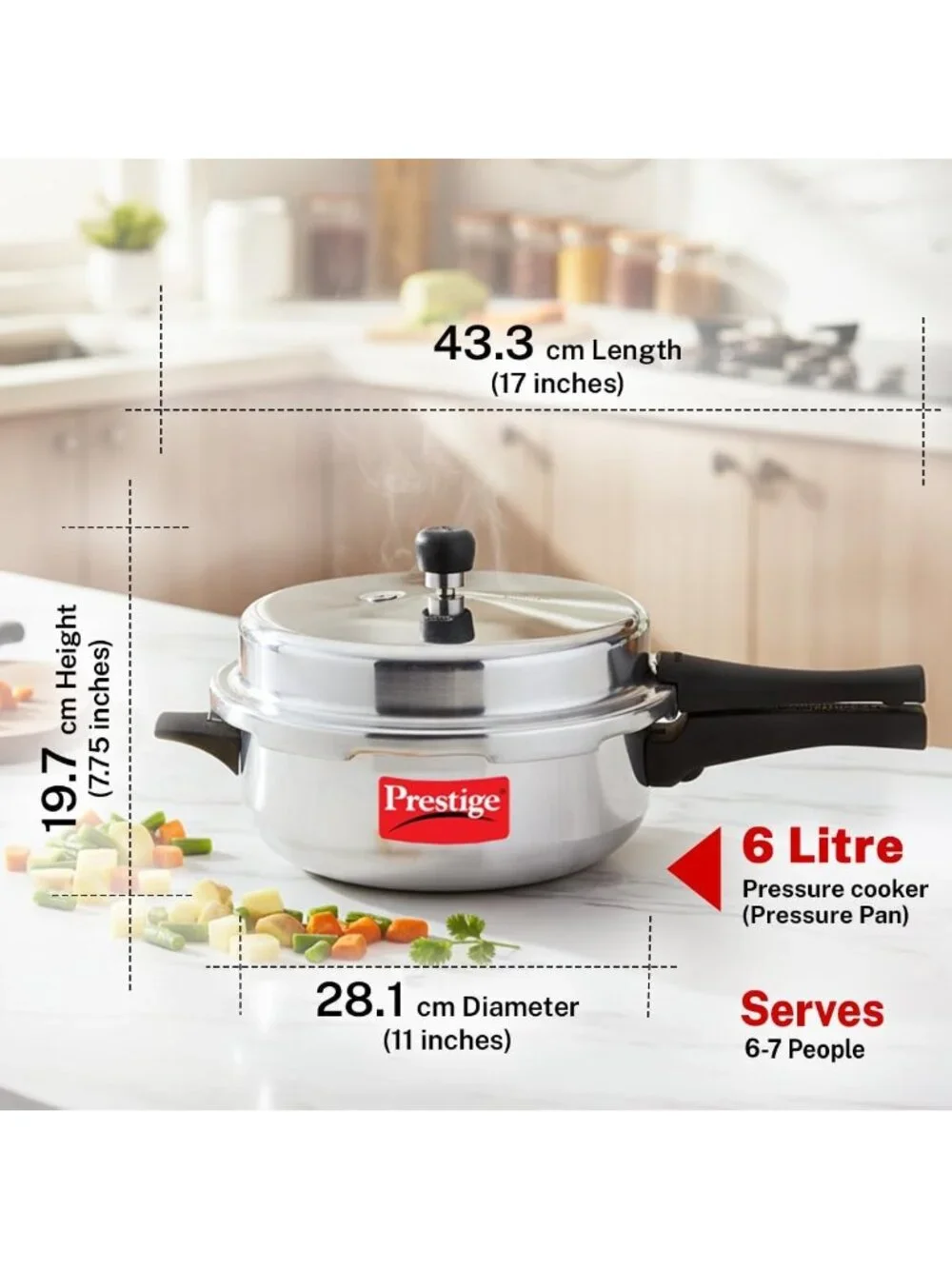6L Silver Pressure Cooker, Fast Cooking, Easy Clean, Multi-Functional Kitchen